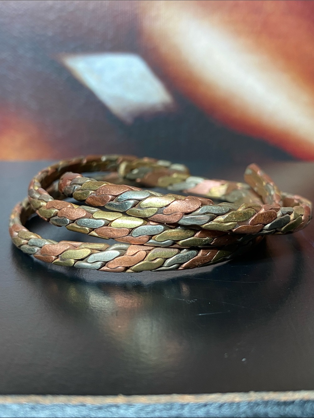 Nepal Tibet Silver Copper Brass Cuff Bracelets Set of 3 Pattern 1